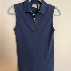 Blue, zip up collard tank top. Ribbed material. Vintage!